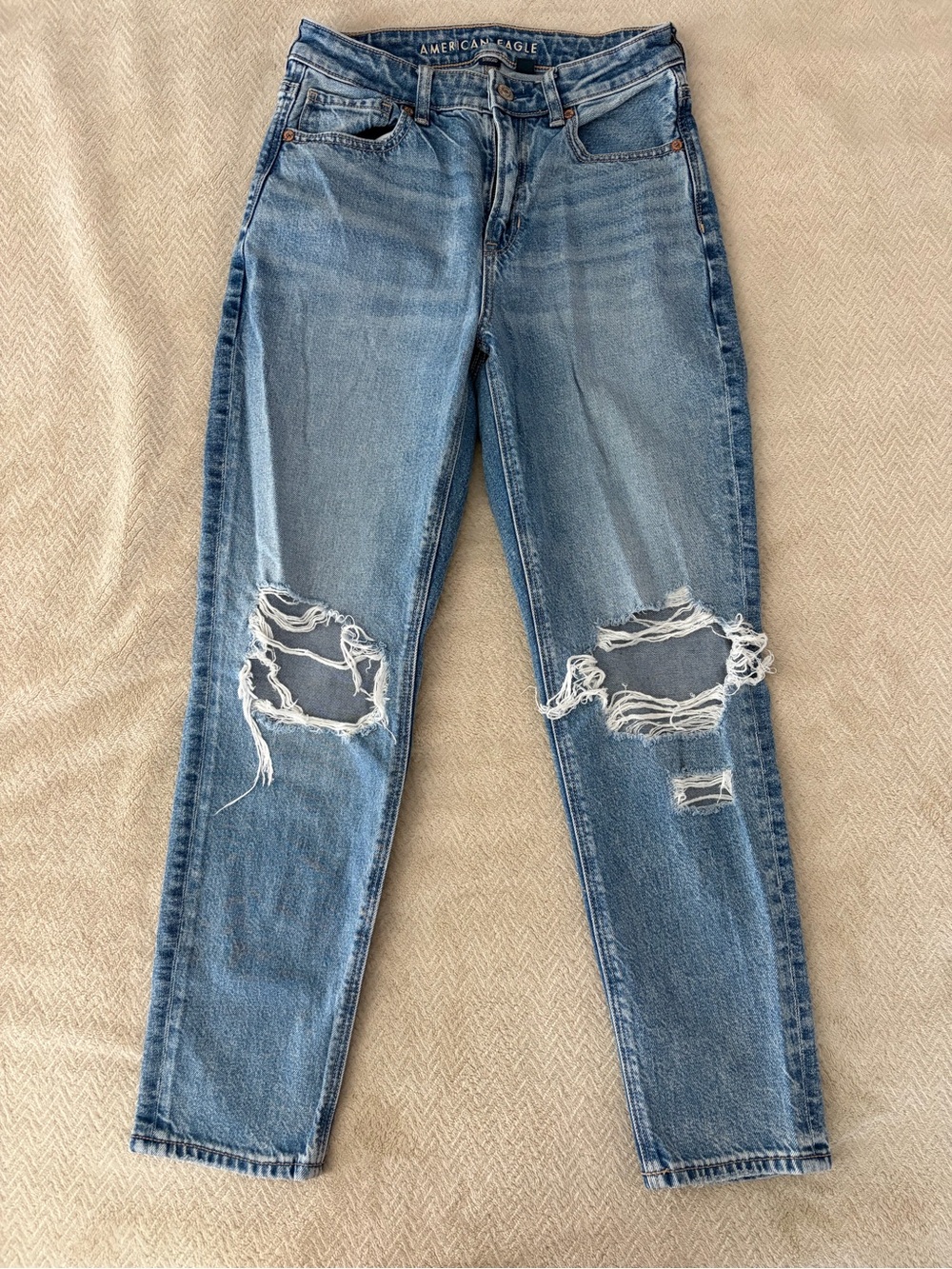 American Eagle Outfitters Medium Blue Distressed Boyfriend Jeans